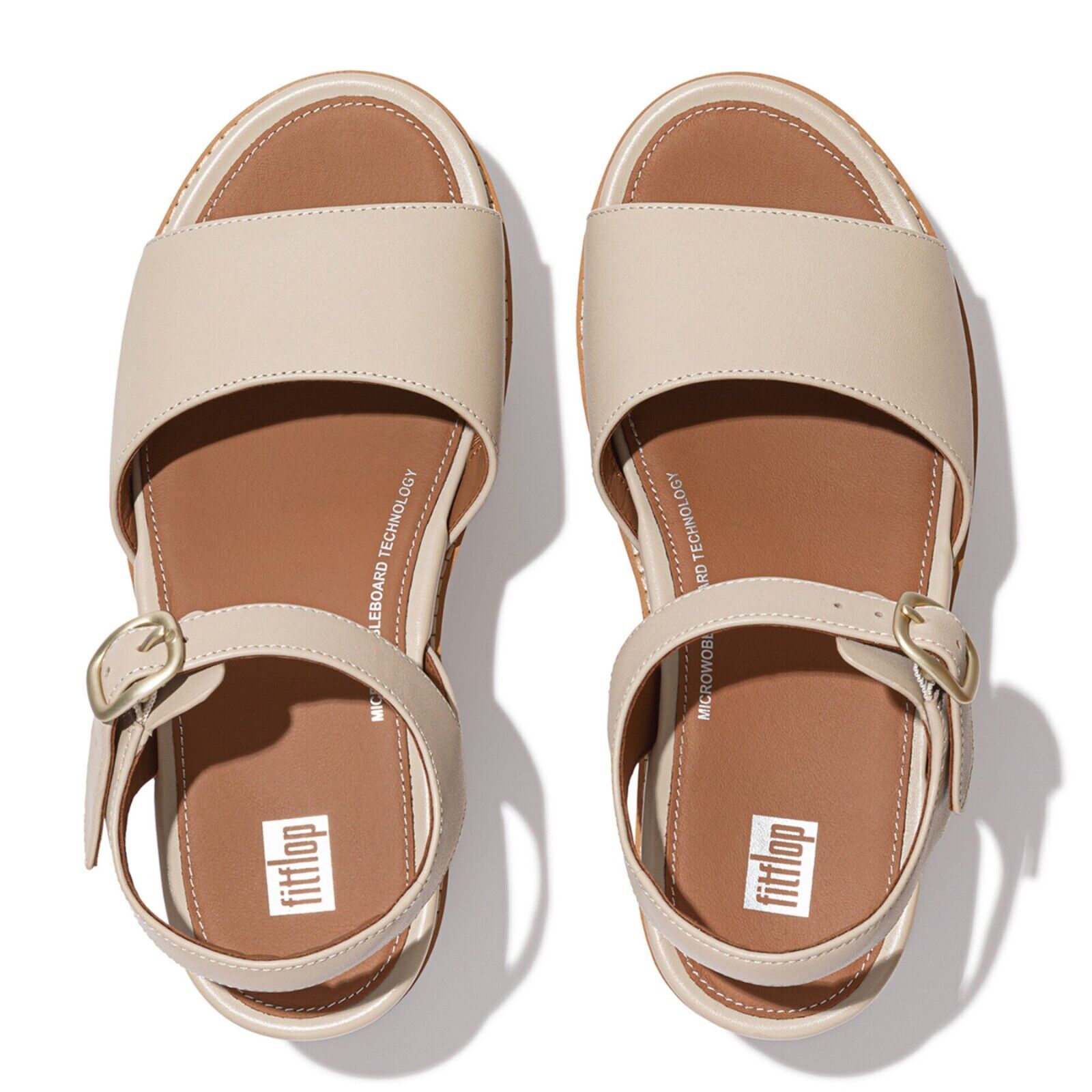 FitFlop Eloise FT6-A20 Босоножки на платформе женские Stone Beige кожа с пробковой отделкой повседневные — фото 3