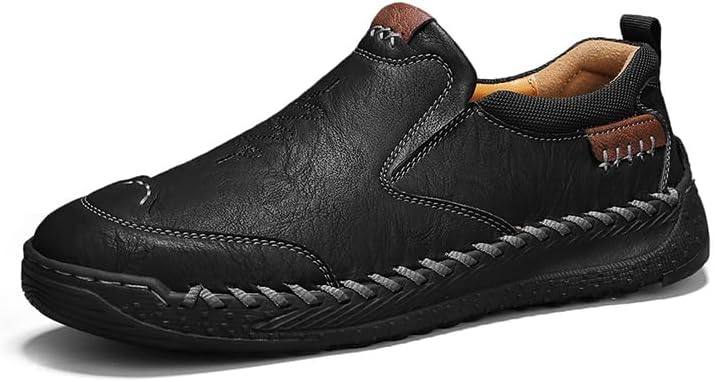 

Мужские повседневные легкие кожаные лоферы с наружной подошвой, удобные для ходьбы и мягкие Asifn, черный