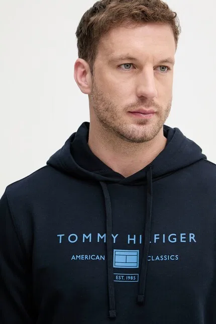 Олимпийка с капюшоном хлопковая Tommy Hilfiger, синий — фото 4