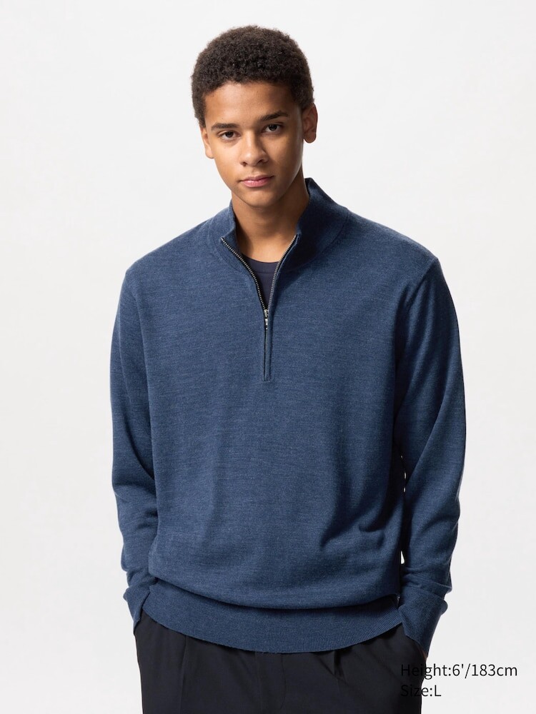 

Джемпер из мериноса на молнии Uniqlo, цвет 66 синий