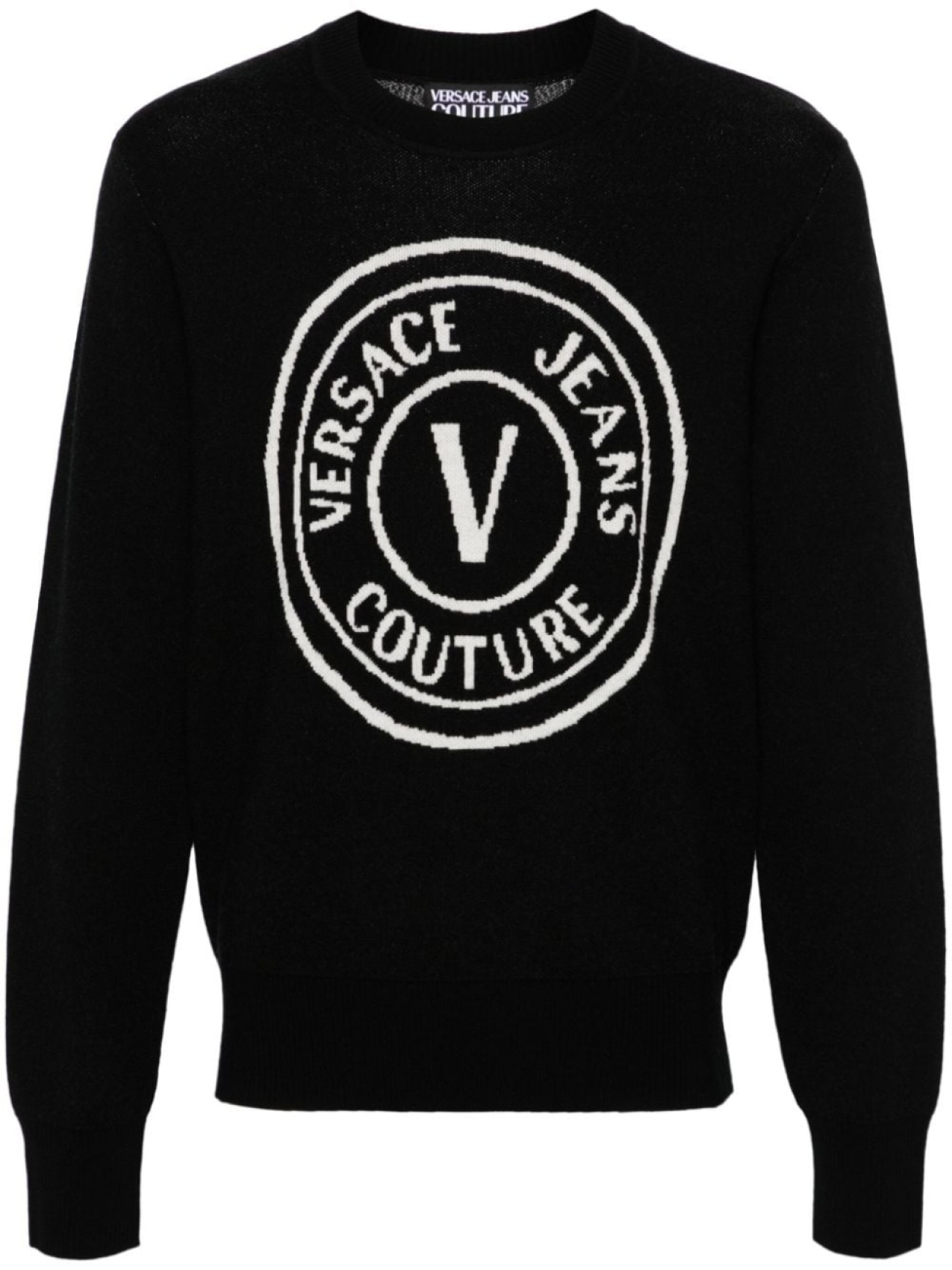 

Versace Jeans Couture шерстяной джемпер с логотипом V-Emblem, черный