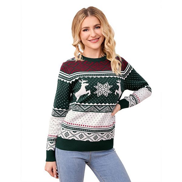 

Женский рождественский свитер для пары casual с длинным рукавом Yesfashion, Green