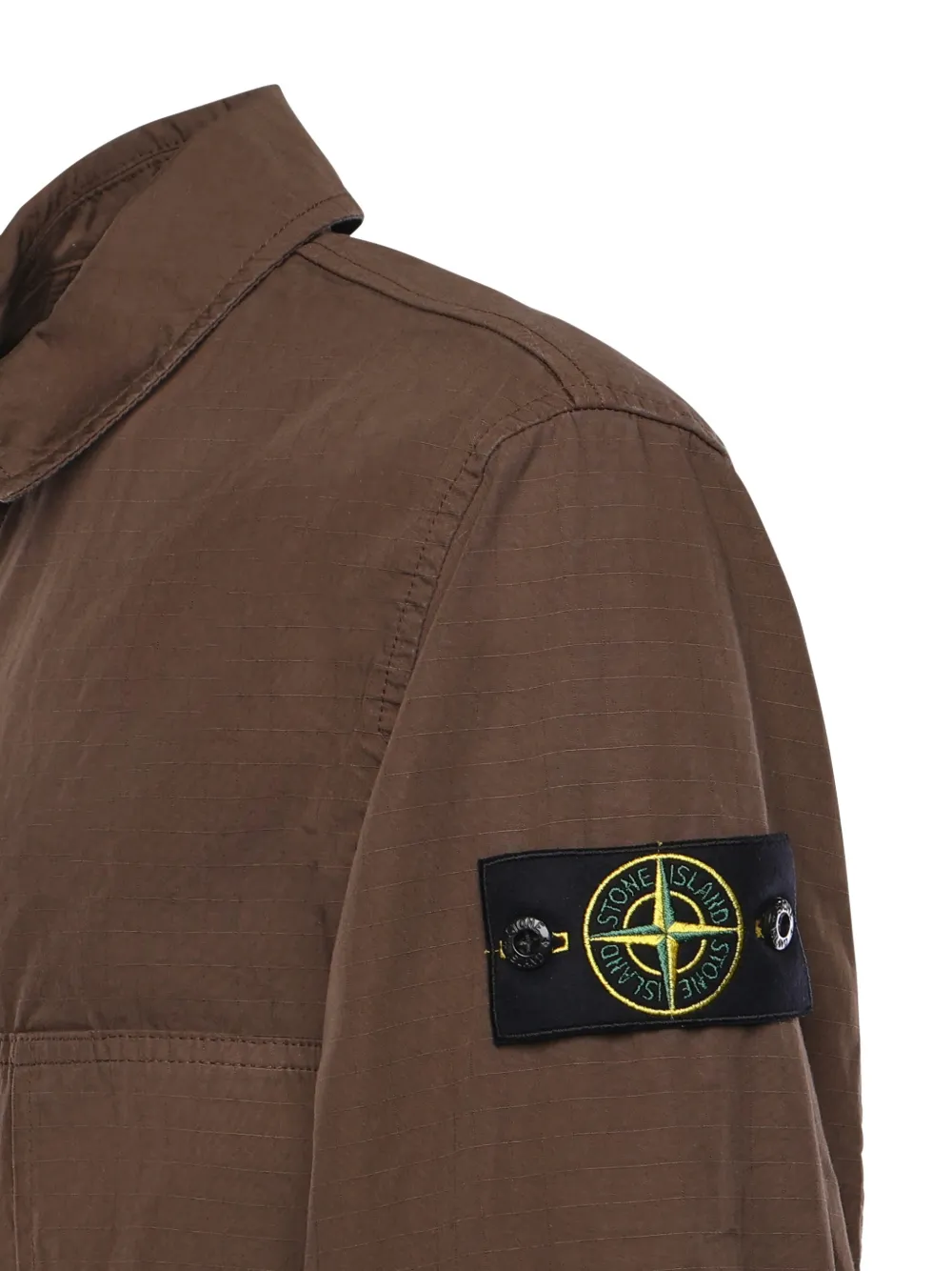 Рубашка-куртка с застежкой на молнию и накладными карманами Stone Island, коричневый — фото 3