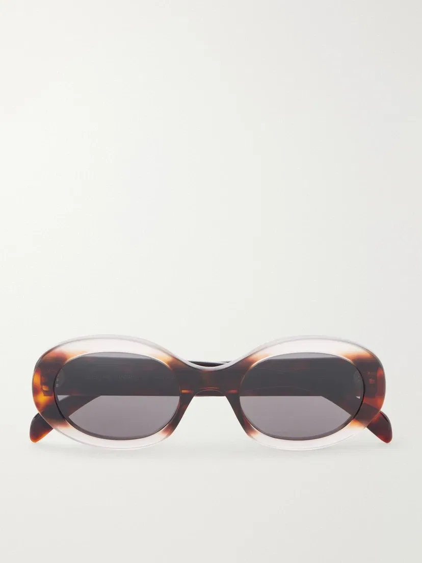 Овальные солнцезащитные очки Triomphe из ацетата с черепаховой оправой CELINE EYEWEAR, красный