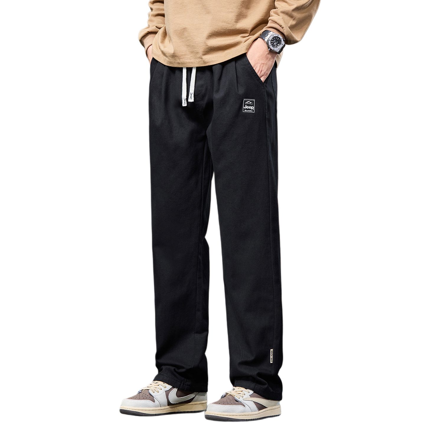 

Повседневные брюки Unisex Moderate Straight Fit Jeep, черный fleece-lined