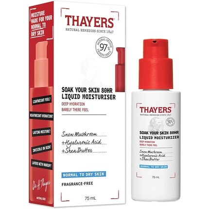 

Thayers Soak Your Skin 80HR Жидкий увлажняющий крем для лица с гиалуроновой кислотой и снежным грибом 75 мл Thayer's