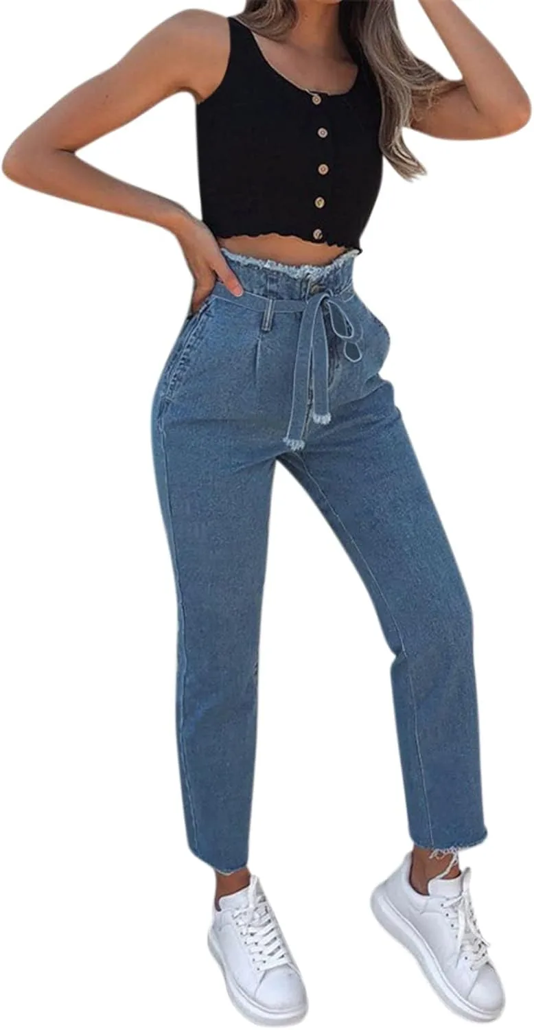 

Джинсы женские Lace-Up Denim Stretch High-Rise Frayed