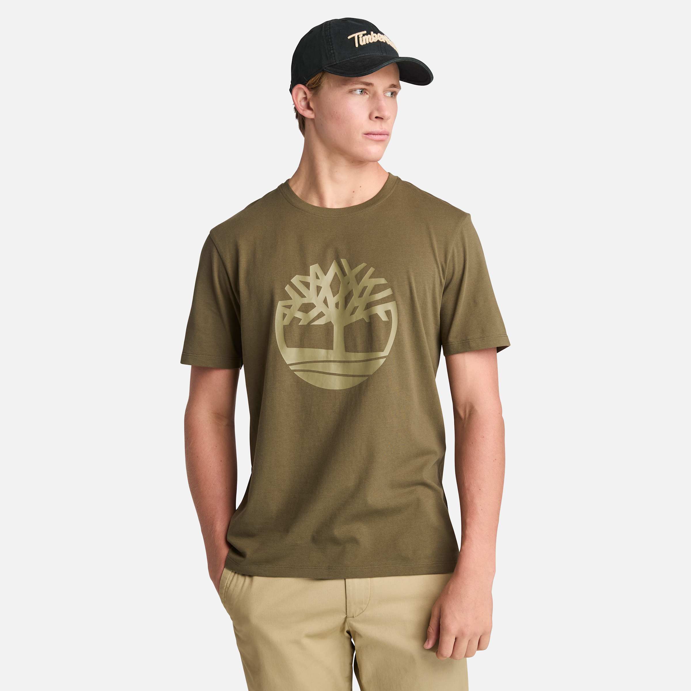 

Футболка мужская Northwood US Tree с коротким рукавом и логотипом Timberland, цвет leaf green/cassel earth