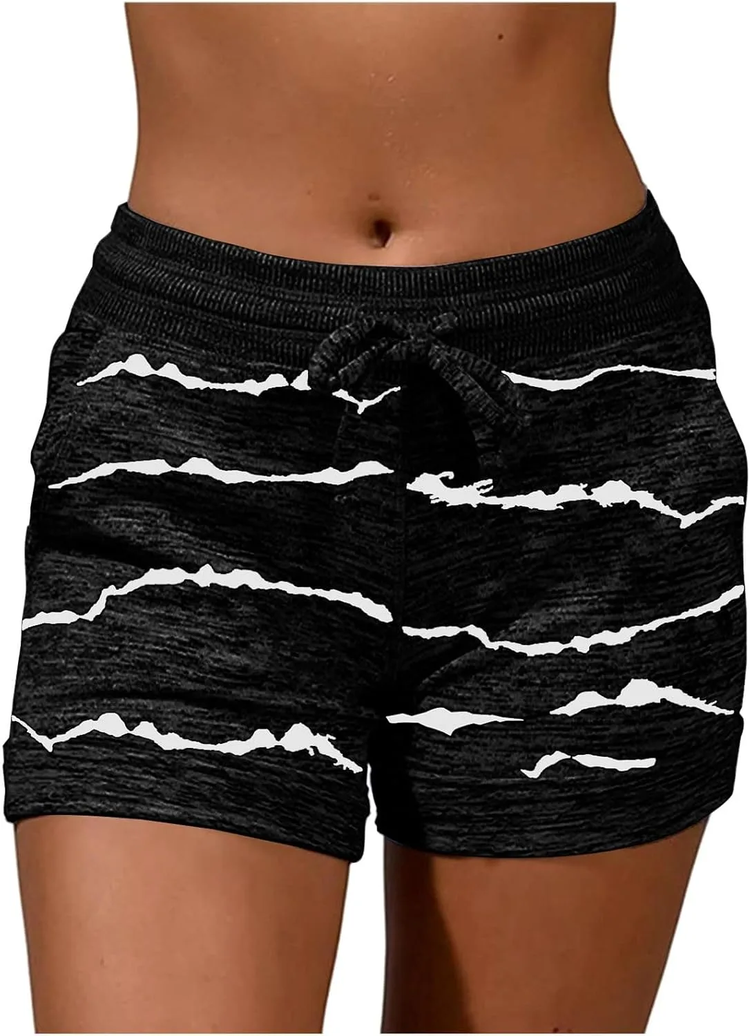 

Женские полосатые шорты летние casual с высокой талией и шнурком