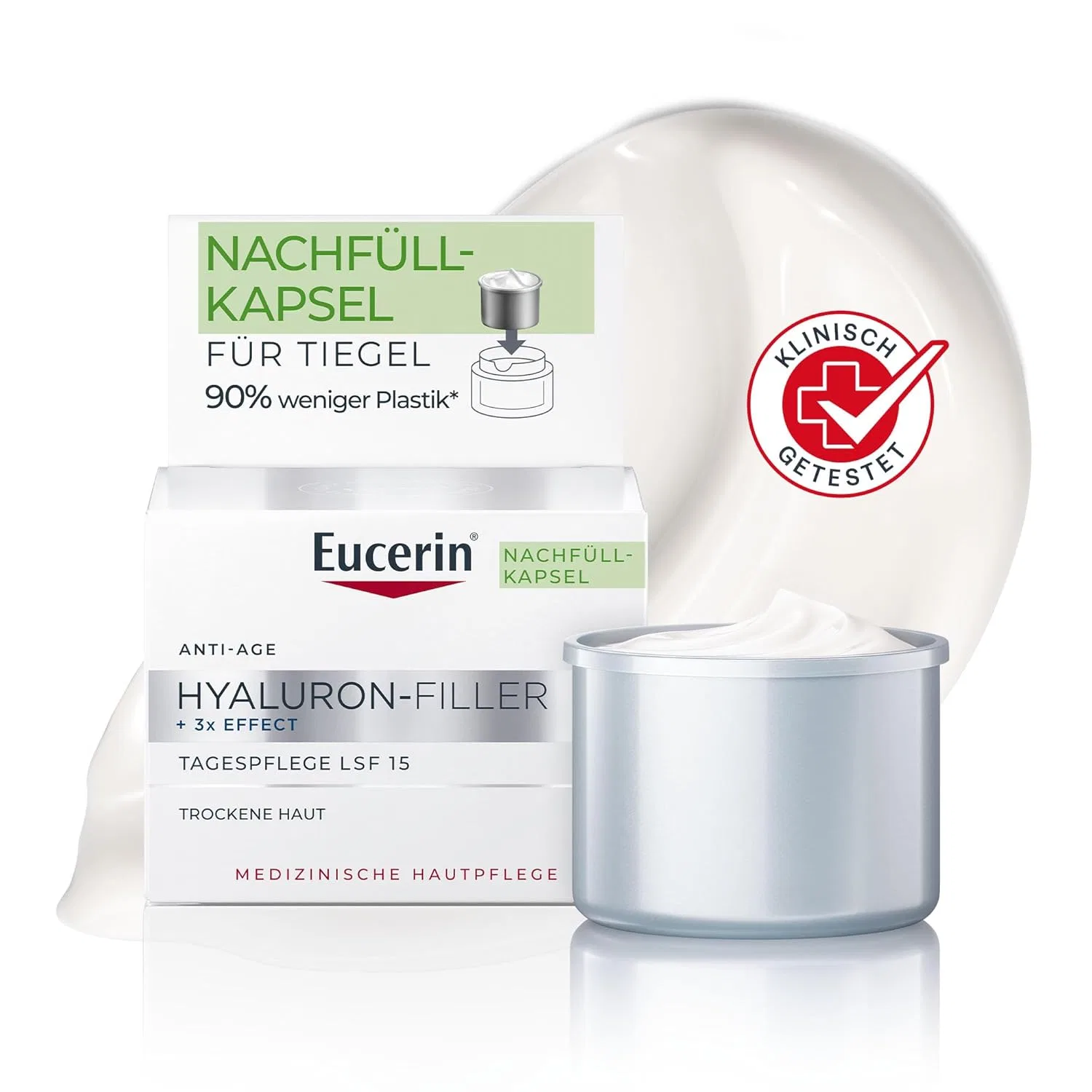 Крем для лица SPF15 EUCERIN Капсула-рефил дневного крема Hyaluronic Filler + 3x Effect для сухой кожи