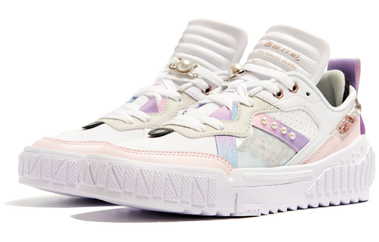 Кеды (WMNS) Li-Ning 001 Unblock Blossom 'White Light Grey', розовый — фото 2