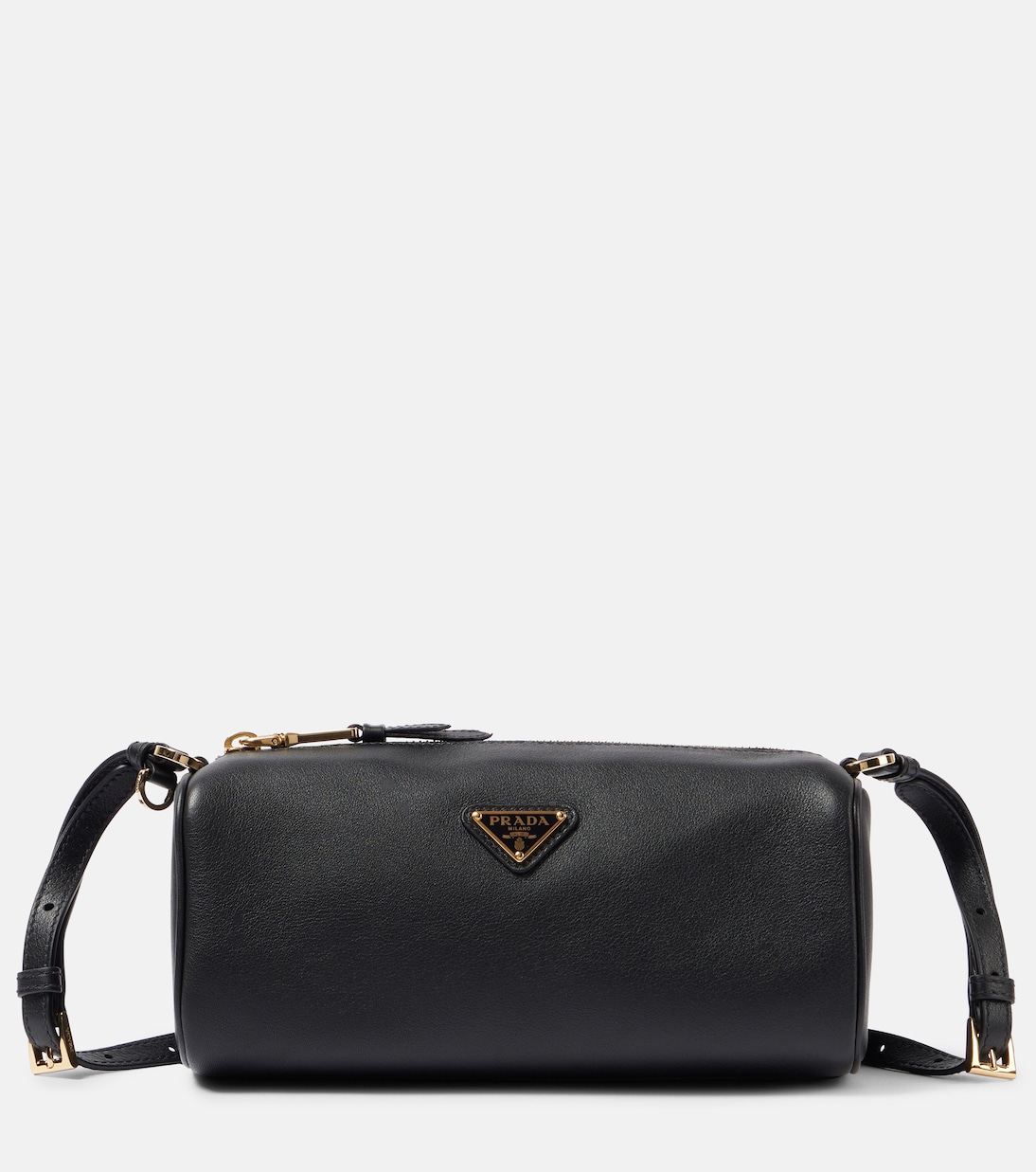 

Мини лого кожаная сумка через плечо Prada, черный