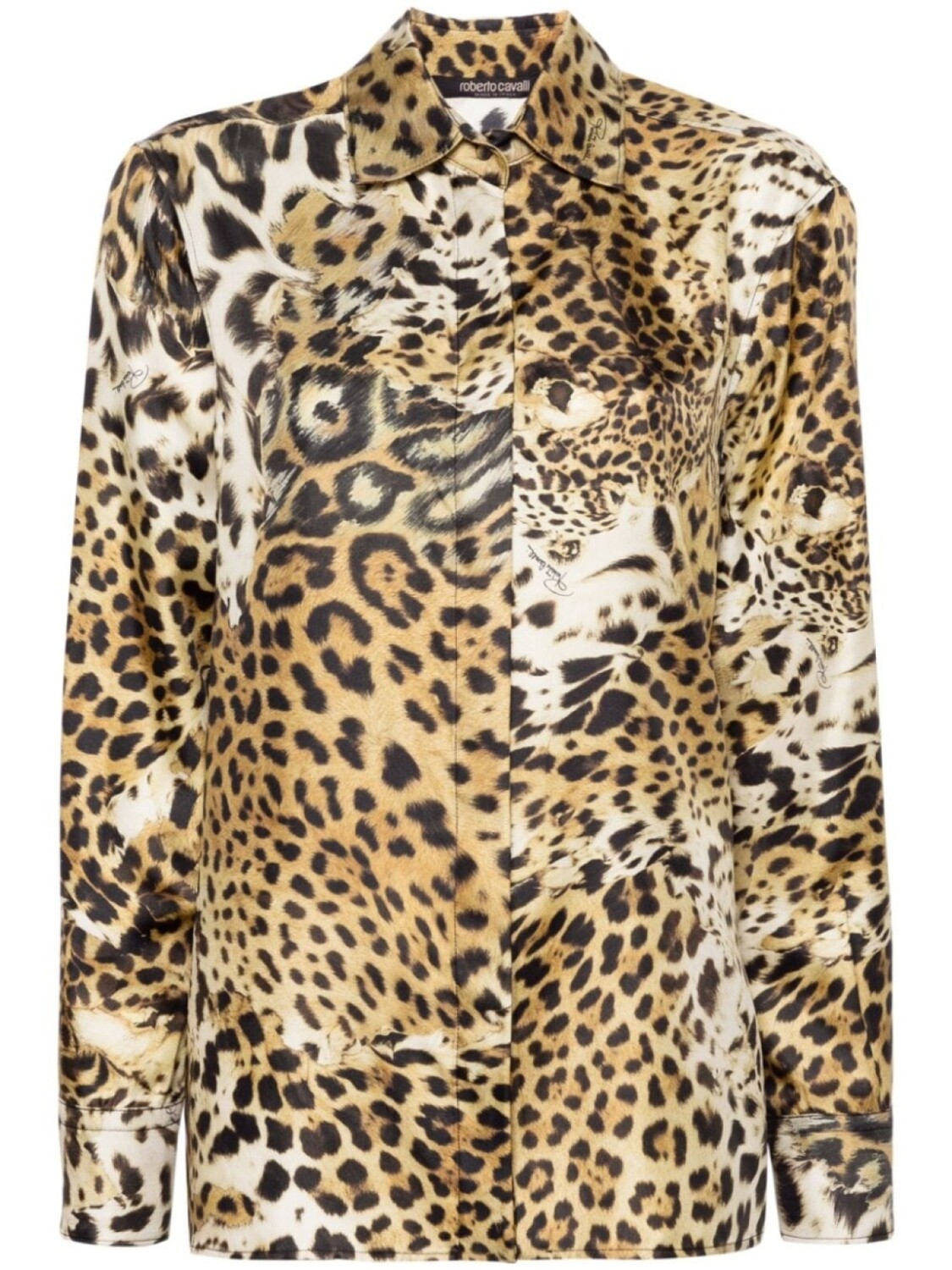 

Roberto Cavalli шелковая рубашка с леопардовым принтом, нейтральный цвет
