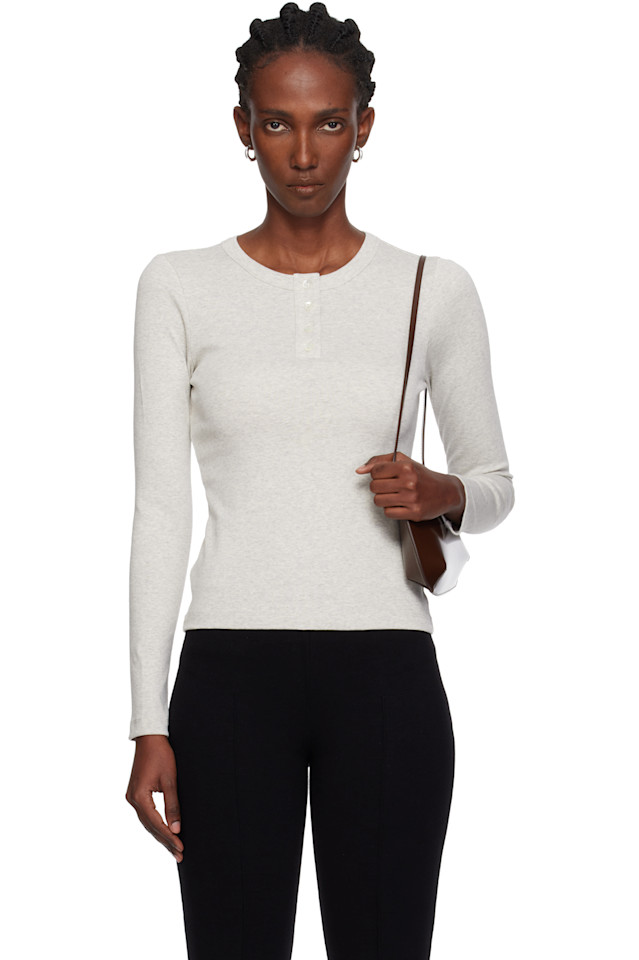 

Flore Flore Серая футболка-поло с длинными рукавами