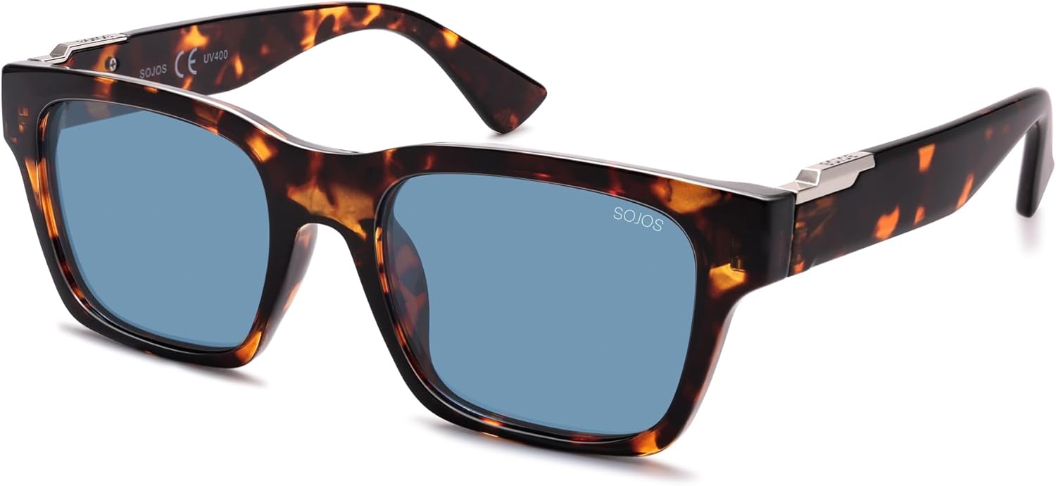 

SOJOS Модные поляризованные квадратные солнцезащитные очки для женщин и мужчин, защита от УФ-излучения UV400, ретро-квадратные, в стиле 70-х, 80-х и 90-х годов, модель SJ2622, Tortoise