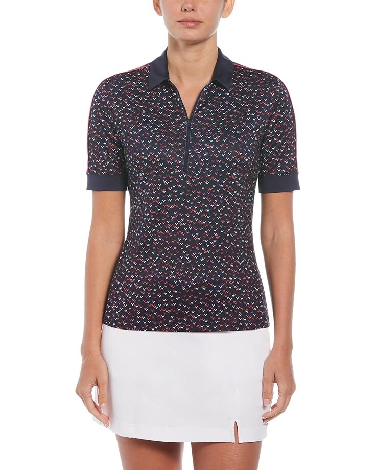 

Поло Callaway Chevron Printed 1/2-Sleeve, цвет Peacoat