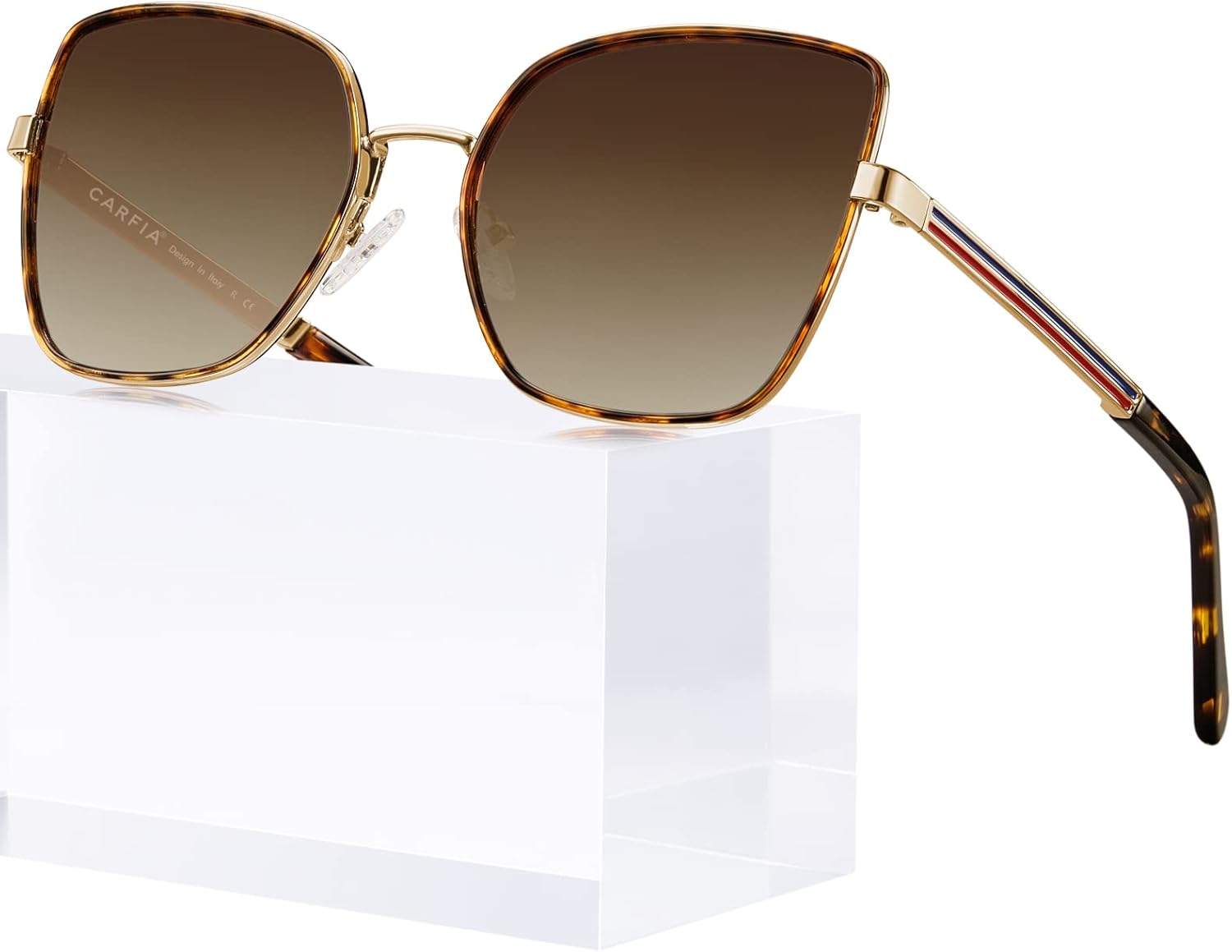 

Солнцезащитные очки CARFIA Trendy Square Metal для женщин, поляризованные, с защитой от УФ-излучения, оправа без никеля, модель CA5385, Tortoise Frame Brown Gradient Lens