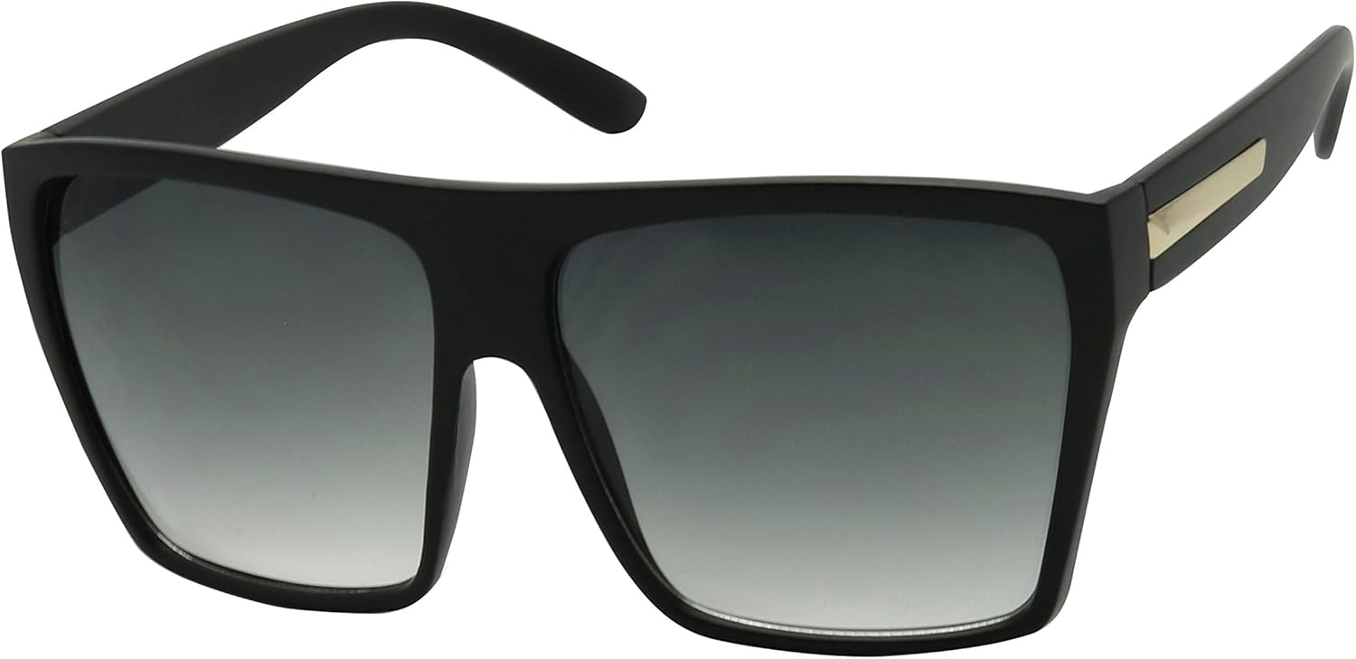 

Модные солнцезащитные очки ShadyVEU увеличенного размера с плоской верхней частью, квадратной и трапециевидной формы, для мужчин и женщин, Matte Black Frame With Gradient Black Lens