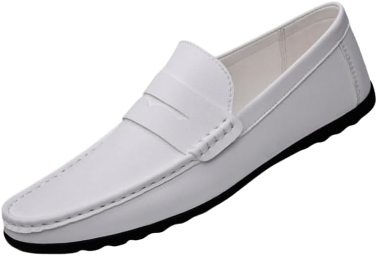 

Мужские лоферы однотонного цвета в винтажном стиле, удобные и мягкие мужские туфли с резиновой подошвой, подходят для офиса, деловых встреч и повседневной носки Hoalox, белый