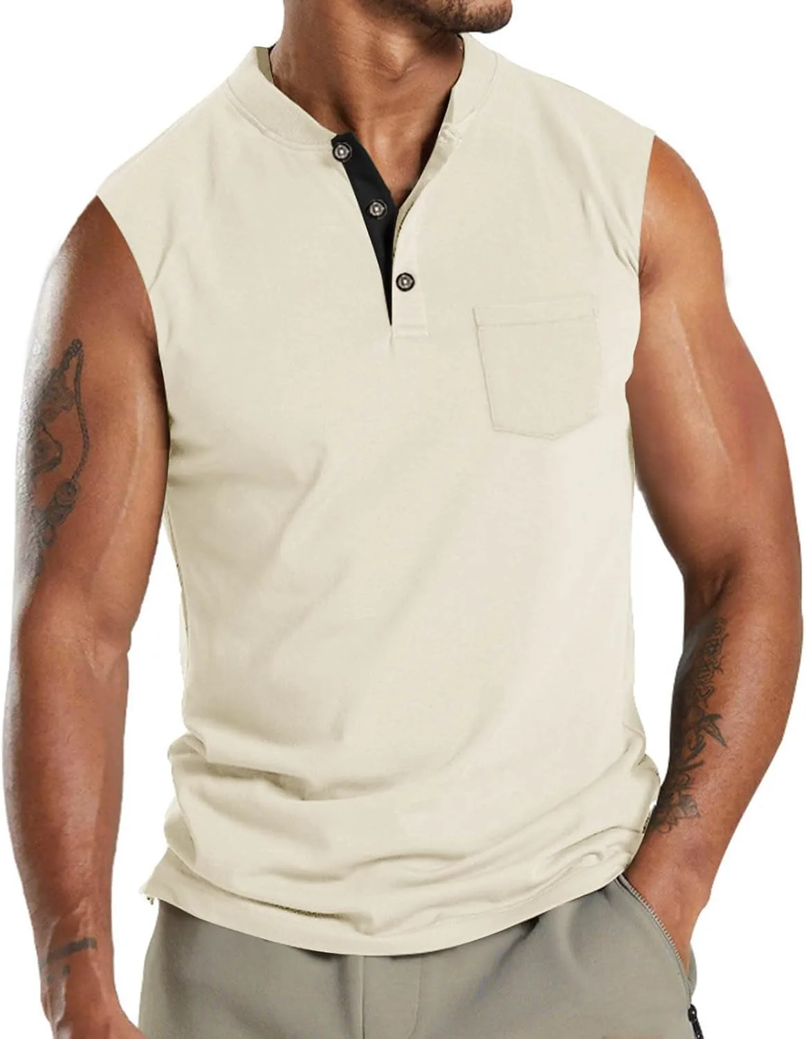 

Мужская майка для гольфа без рукавов с пуговицами