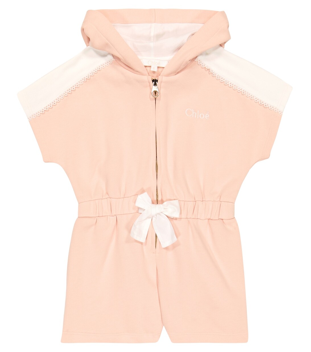 

Хлопковый комбинезон с капюшоном Chloé, розовый