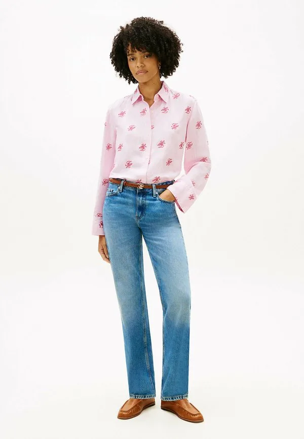 Блузка с вышитым логотипом и пуговицами Tommy Hilfiger, Script Ithaca Rose Petal — фото 2