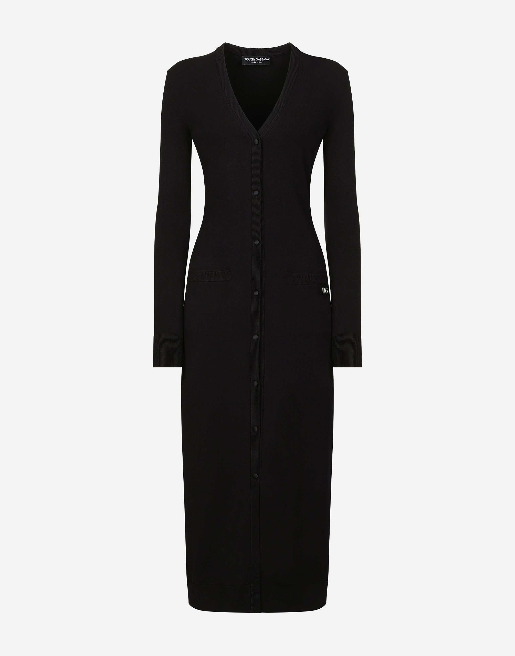 

Длинный кардиган из эластичного вязaного вискозного трикотажа с логотипом dg Dolce & Gabbana, черный