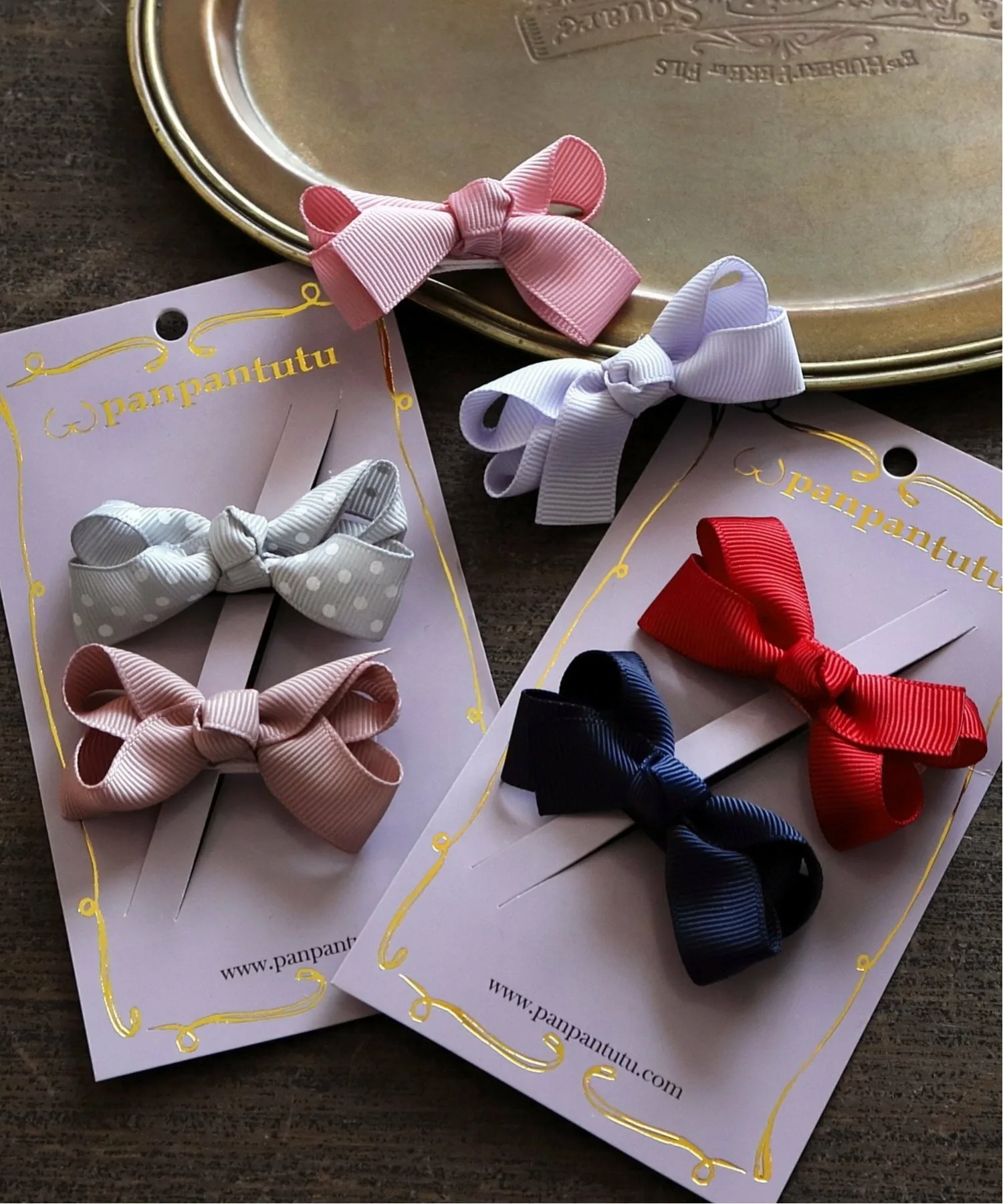 Небольшая заколка для волос с лентой (набор из 2 штук) Panpantutu, Prima Ribbon Rose x Lavender — фото 3