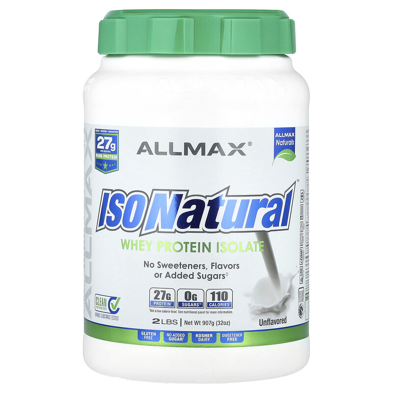 

ALLMAX, IsoNatural, чистый изолят сывороточного протеина, оригинальный, без ароматизаторов, 907 г (2 фунта)