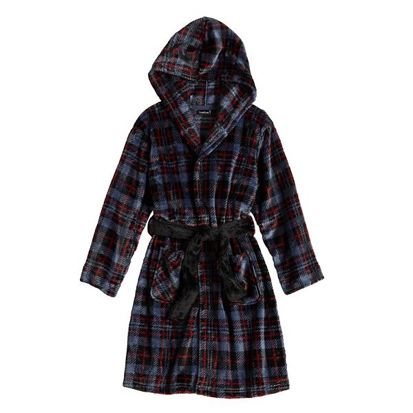 Детский махровый халат с капюшоном для мальчиков 4-14 лет Cuddl Duds, Gray Plaid