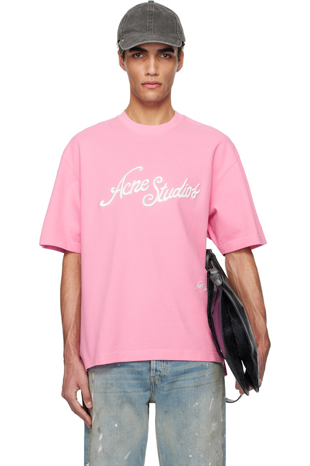 

Футболка с логотипом Acne Studios, розовый