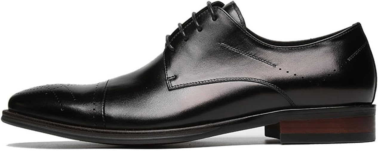 Мужские туфли Santimon Oxfords из натуральной кожи - Ручной работы дерби с закрытым носком для формальных мероприятий, смокинга, выпускного вечера, свадьбы и делового повседневного стиля, черный — фото 2