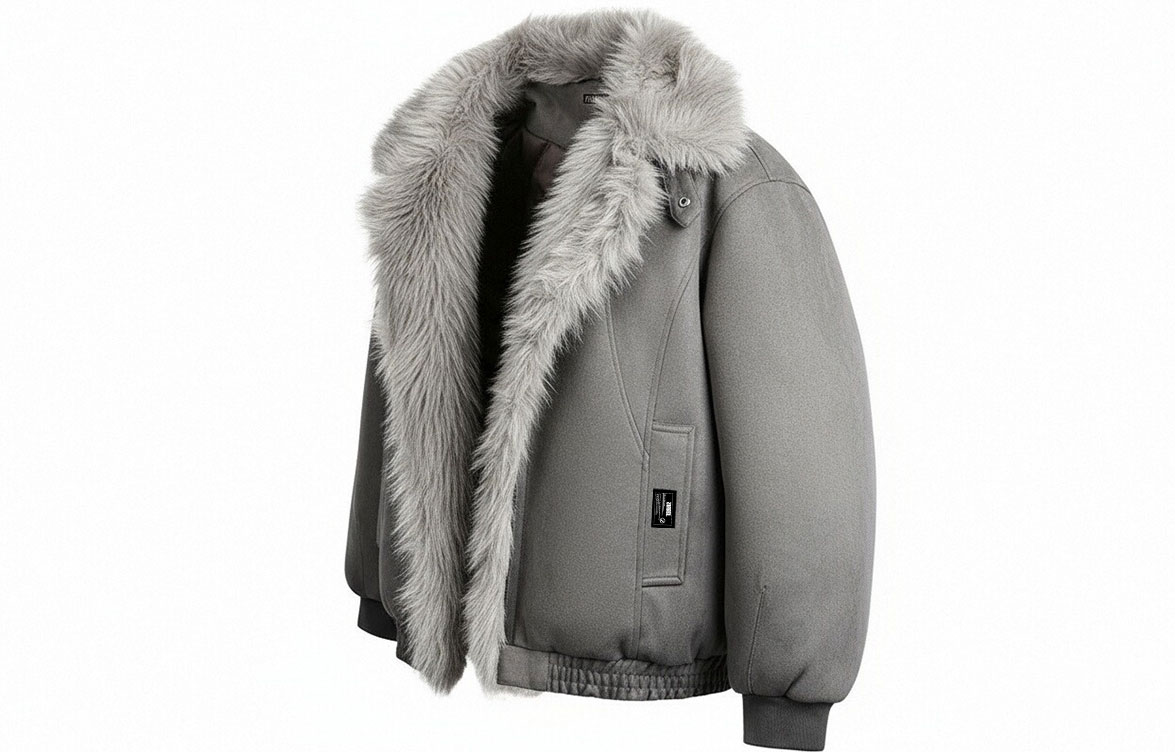 

Пуховик Unisex с меховым воротником утолщенный пилотский пуховик ZIAREL, серый coffee[removable logo]