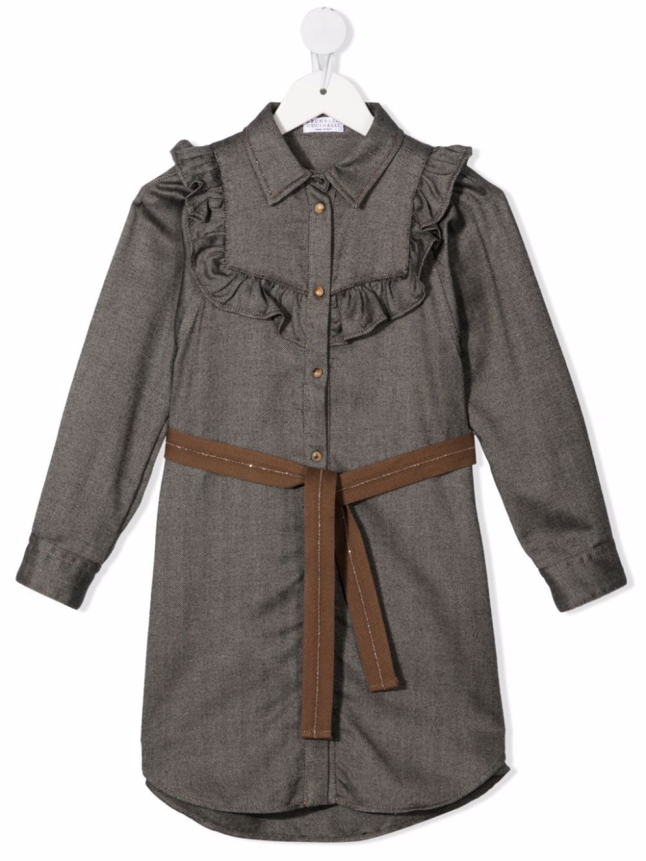 

Brunello Cucinelli Kids джинсовое платье с оборками, черный