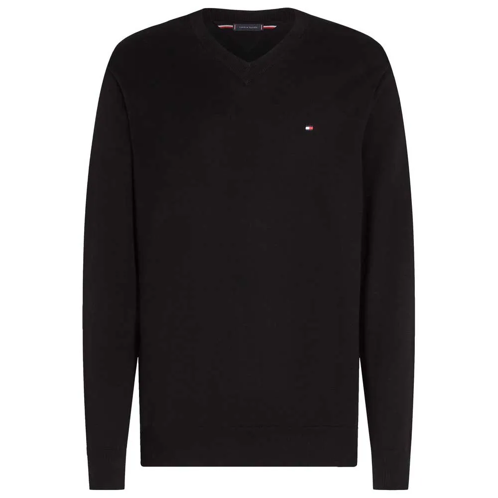 Свитер Tommy Hilfiger Essential с V-образным вырезом, черный — фото 3