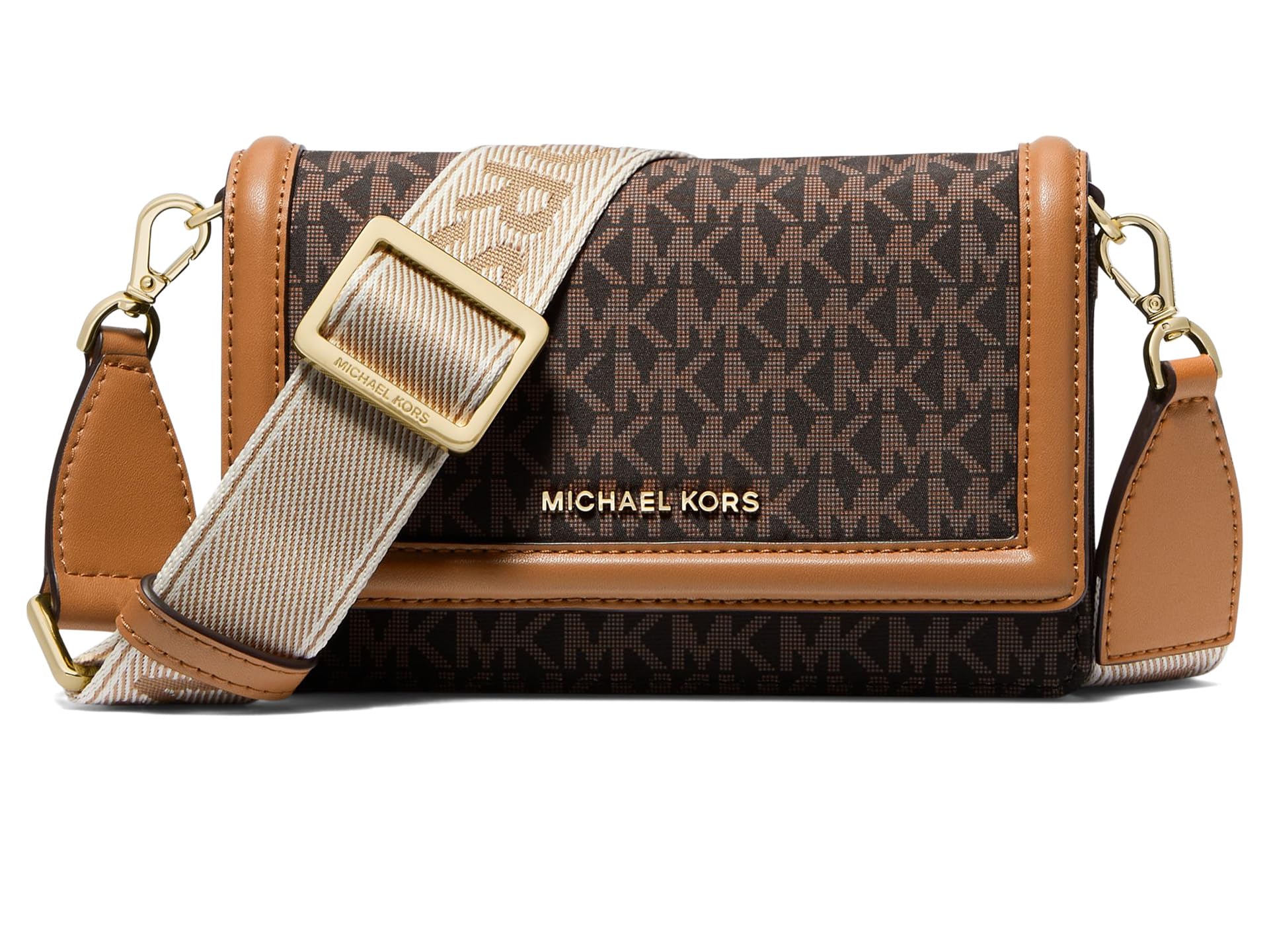 

Сумка кросс-боди MICHAEL Michael Kors Jet Set Small Phone Crossbody With Logo Web Strap, цвет Brown/Acorn