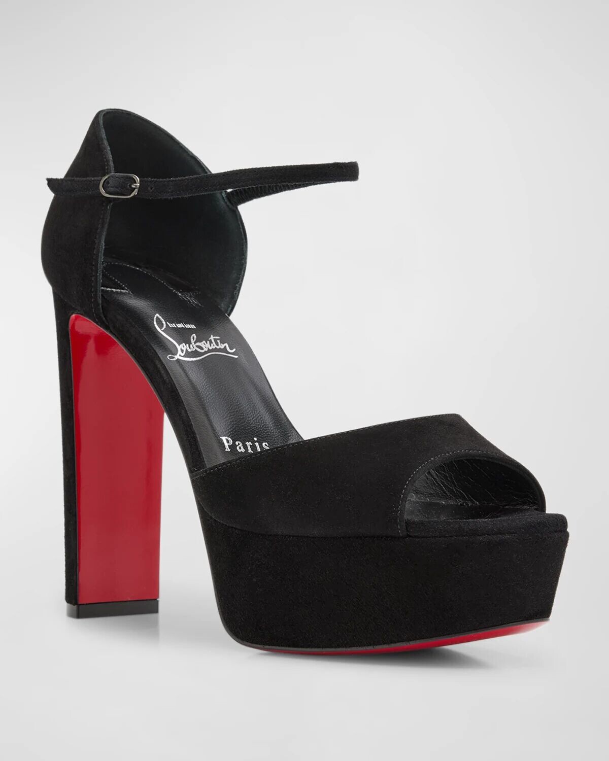 Сандалии Sandaloo на платформе с красной замшей и подошвой Christian Louboutin, цвет Black — фото 4