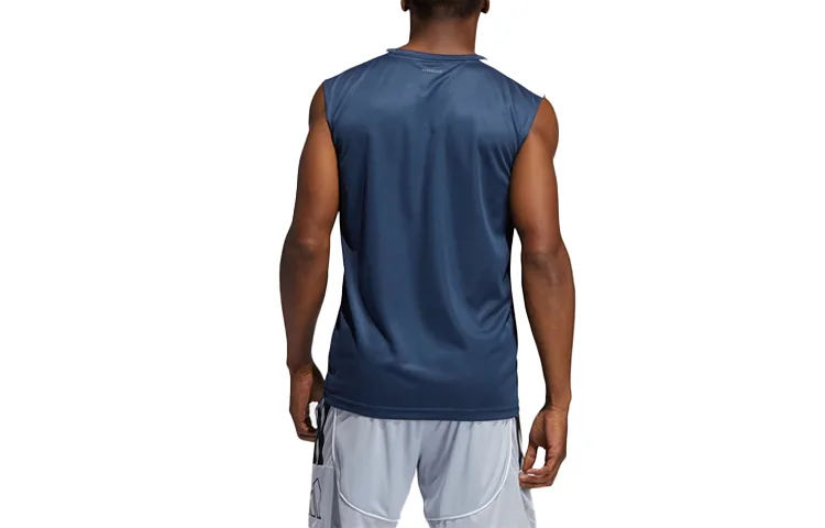 Adidas Футболка-майка мужская Navy Blue/White с круглым вырезом — фото 3