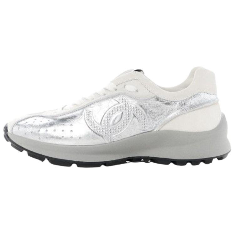 Женские повседневные туфли 25C Low Top, серебристые CHANEL, Silver