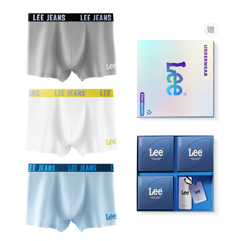 

Мужские трусы боксеры упаковка 3 штуки Lee, светло-голубой
