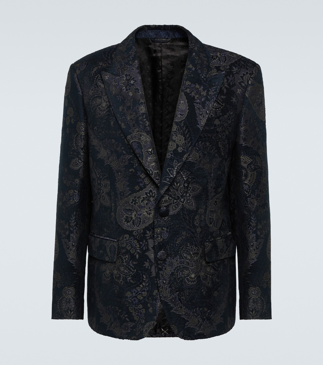 

Жаккардовый бархатный блейзер Etro, цвет melange black
