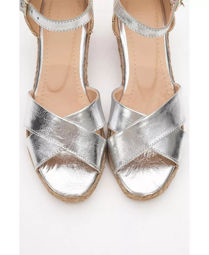 Кожаная платформа эспадрильи Miria (женская) Forever & Always Shoes, серебро — фото 3