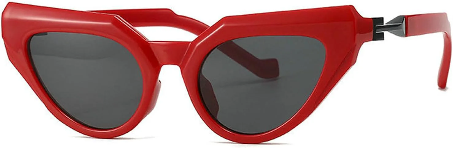 

Солнцезащитные очки Willochra Luxury Cat Eye для женщин, маленькая треугольная оправа, ретро-футуристические солнцезащитные очки в стиле хип-хоп-панк, Red
