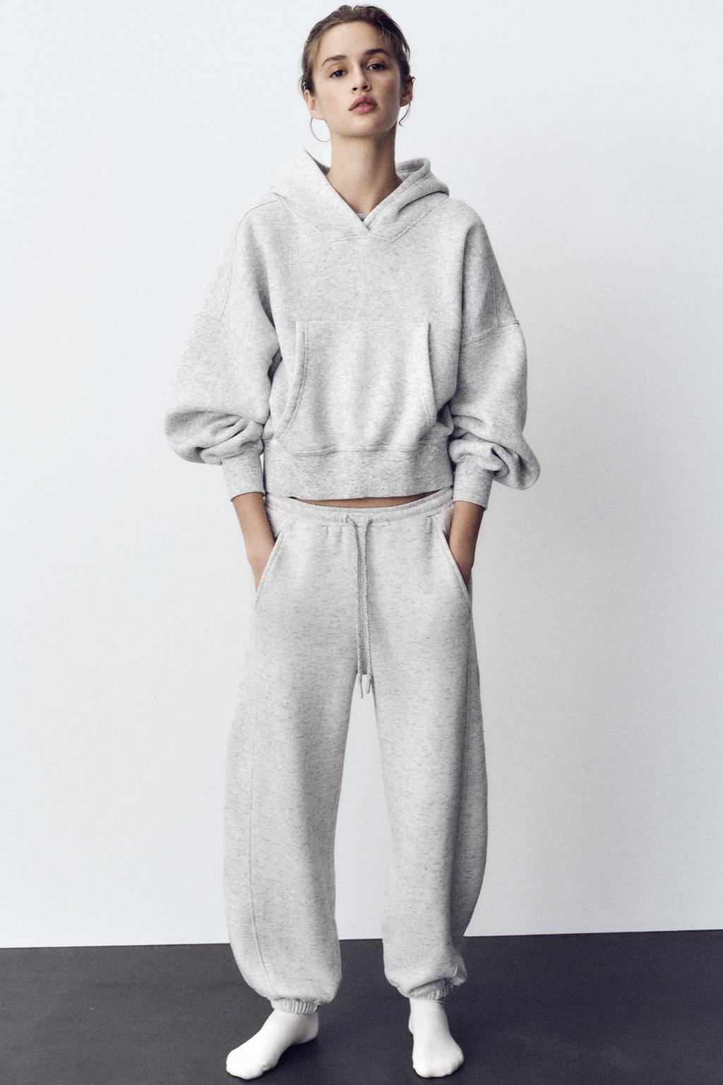 

Толстовка с капюшоном и карманом ZARA, серый марл