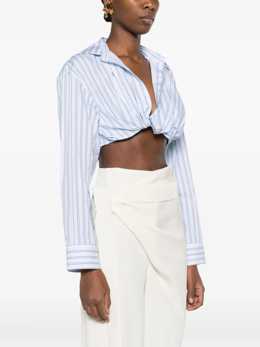 Рубашка La Chemise Bahia в полоску JACQUEMUS, синий — фото 3
