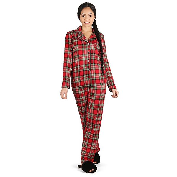 

Женский пижамный комплект из хлопковой смеси с клетчатым воротником Memoi, Red