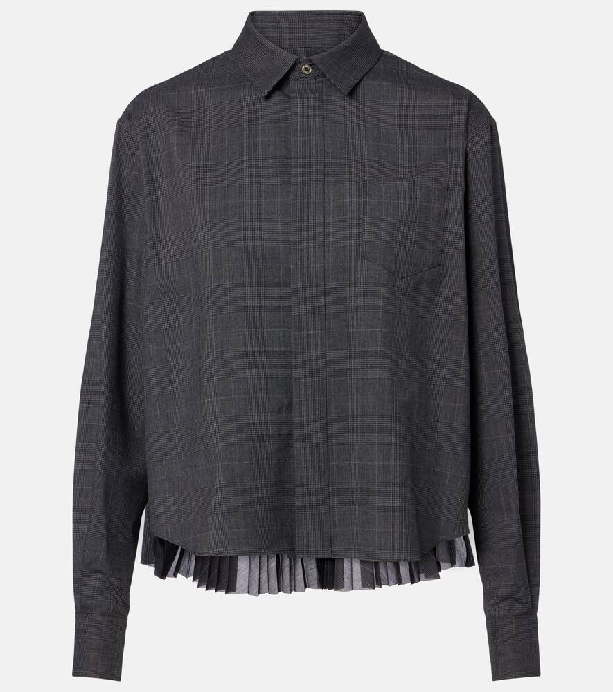 

Рубашка из шерсти в клетку принц уэльский Sacai, Gray