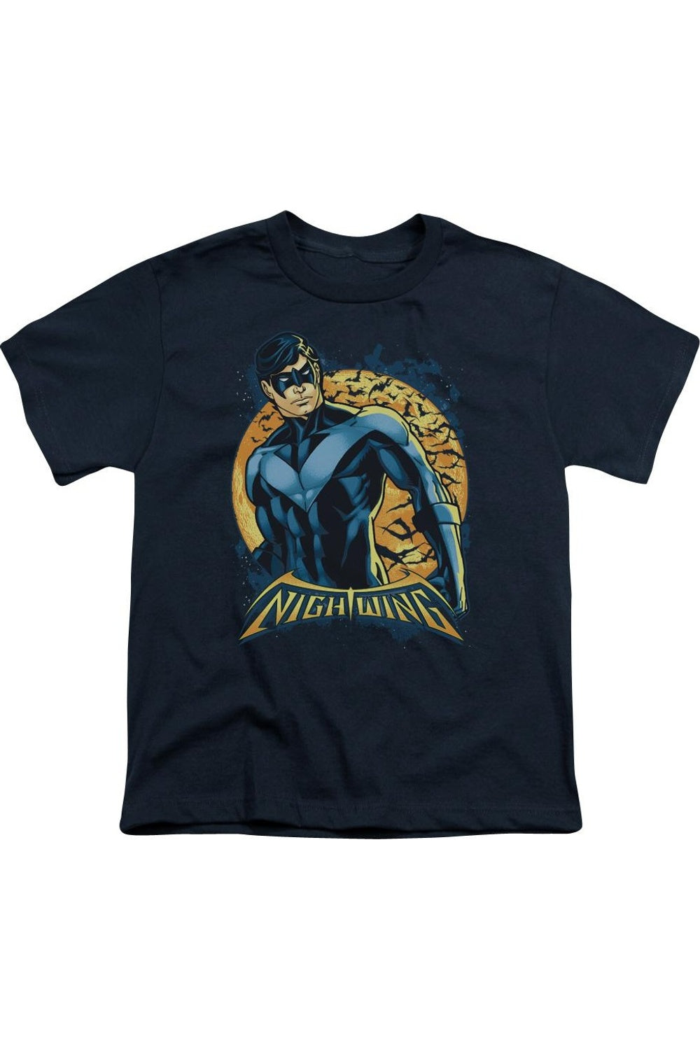 

Футболка для подростков Batman Nightwing с коротким рукавом и принтом луны Gildan, темно-синий