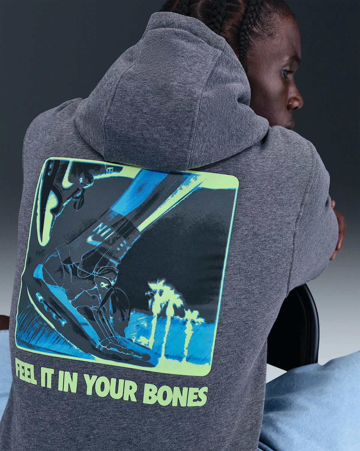 Пуловер Флис Худи Nike Sportswear Club, Charcoal Heather — фото 2