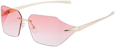 

Солнцезащитные очки в стиле панк без оправы, прямоугольные, для женщин, модные, с металлической оправой, для мужчин, ретро, ​​с круговой оправой MTZJH, C7goldpink